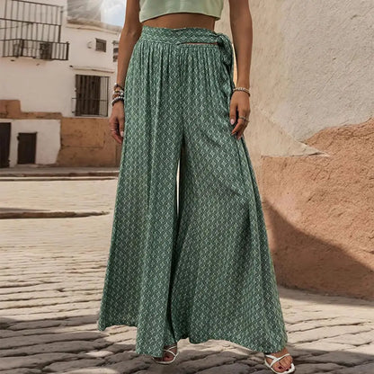 Wijde broek met hoge taille en printpatroon