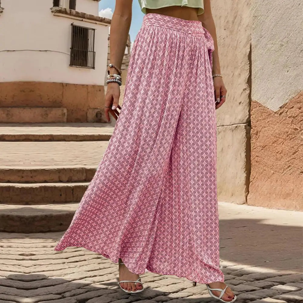 Wijde broek met hoge taille en printpatroon