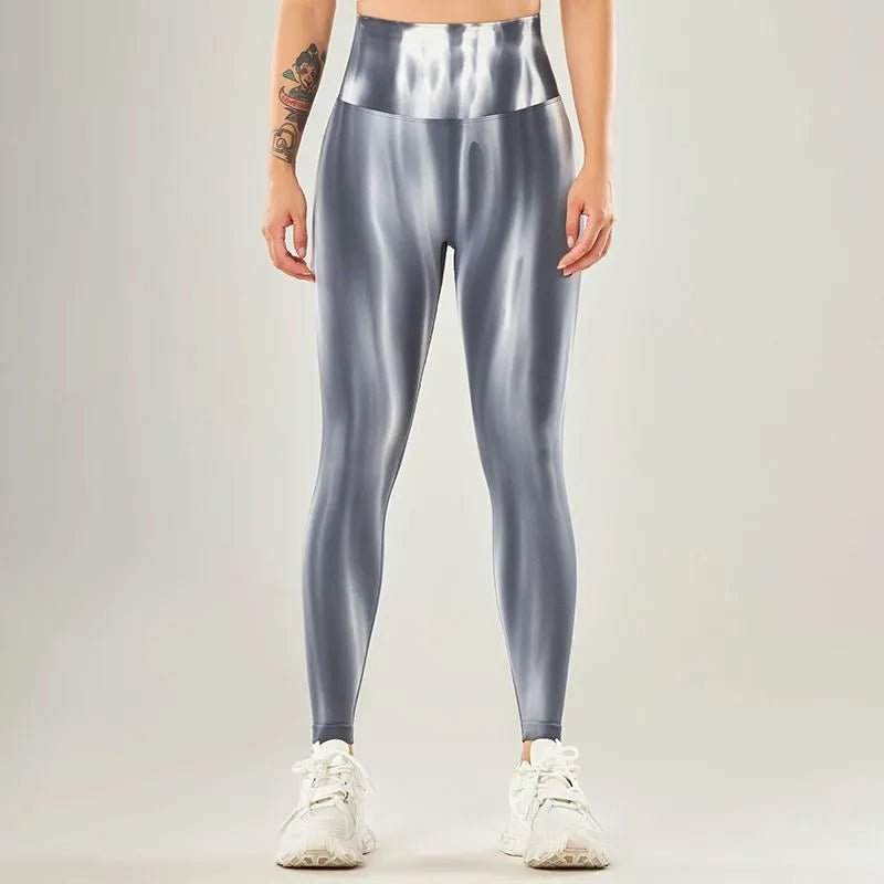 Performance legging met hoge taille en naadloos golfpatroon