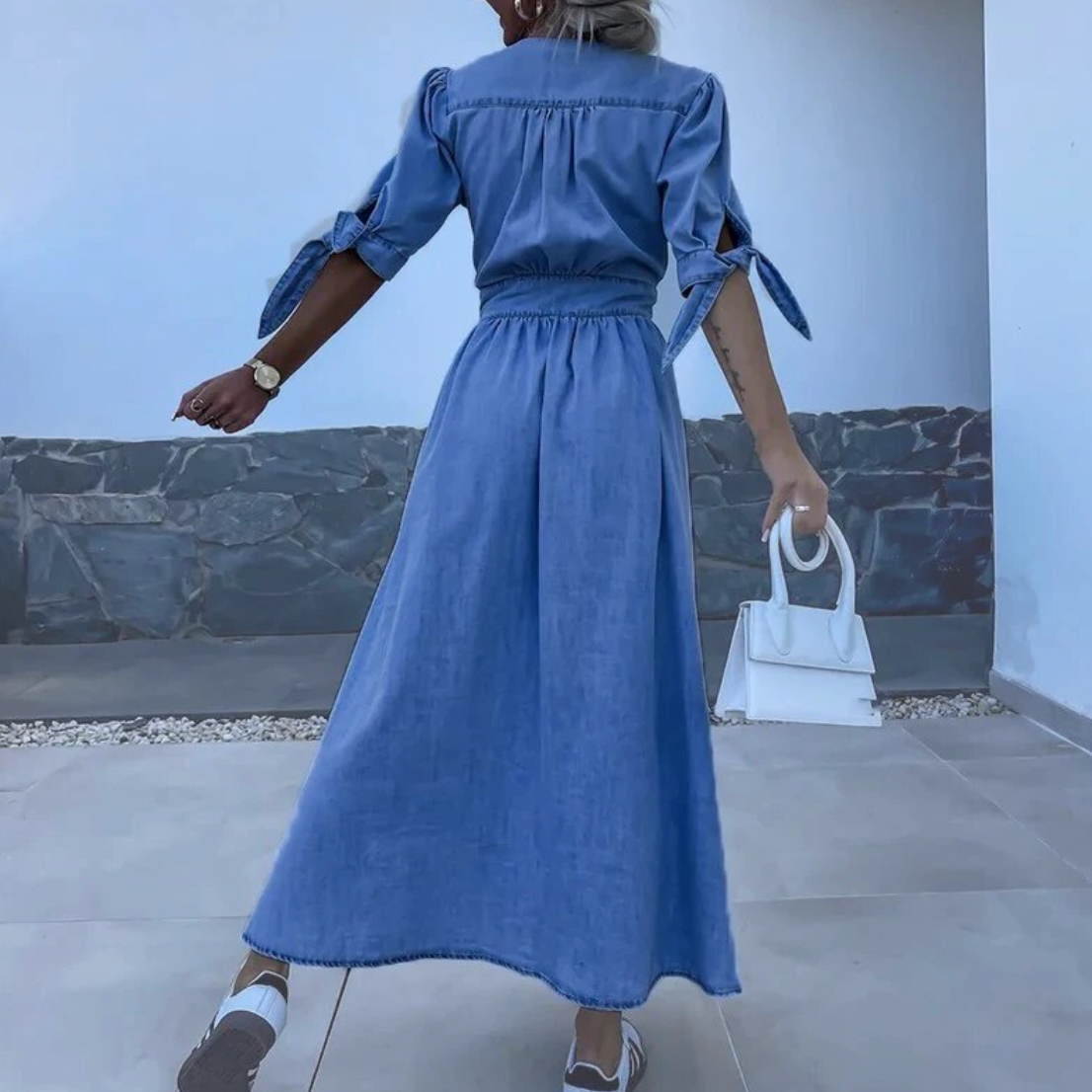 Vintage denim maxi jurk