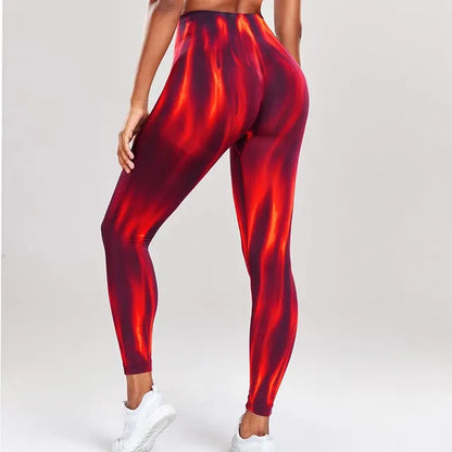 Performance legging met hoge taille en naadloos golfpatroon