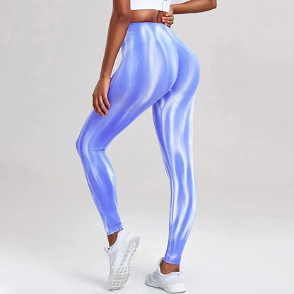 Performance legging met hoge taille en naadloos golfpatroon
