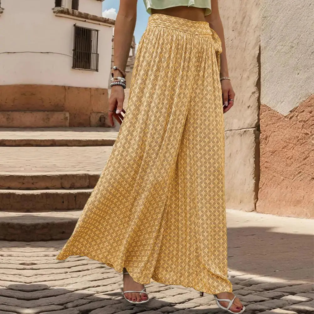 Wijde broek met hoge taille en printpatroon