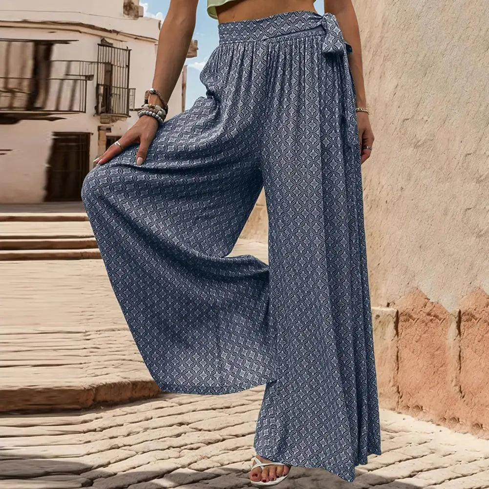 Wijde broek met hoge taille en printpatroon