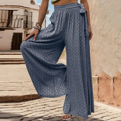 Wijde broek met hoge taille en printpatroon