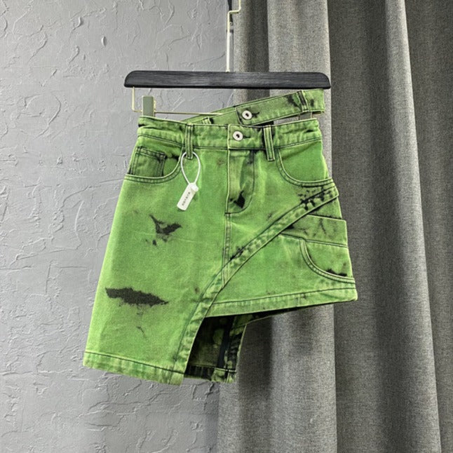 Verweerde denim shorts met zure wassing