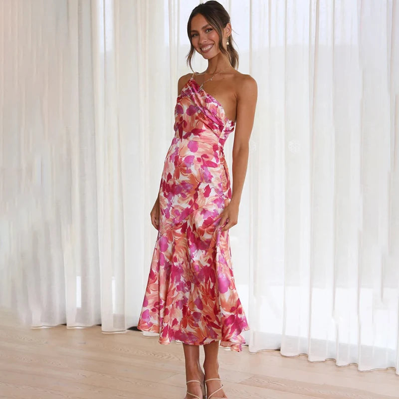 Elegante sexy midi-jurk zonder rug voor vrouwen