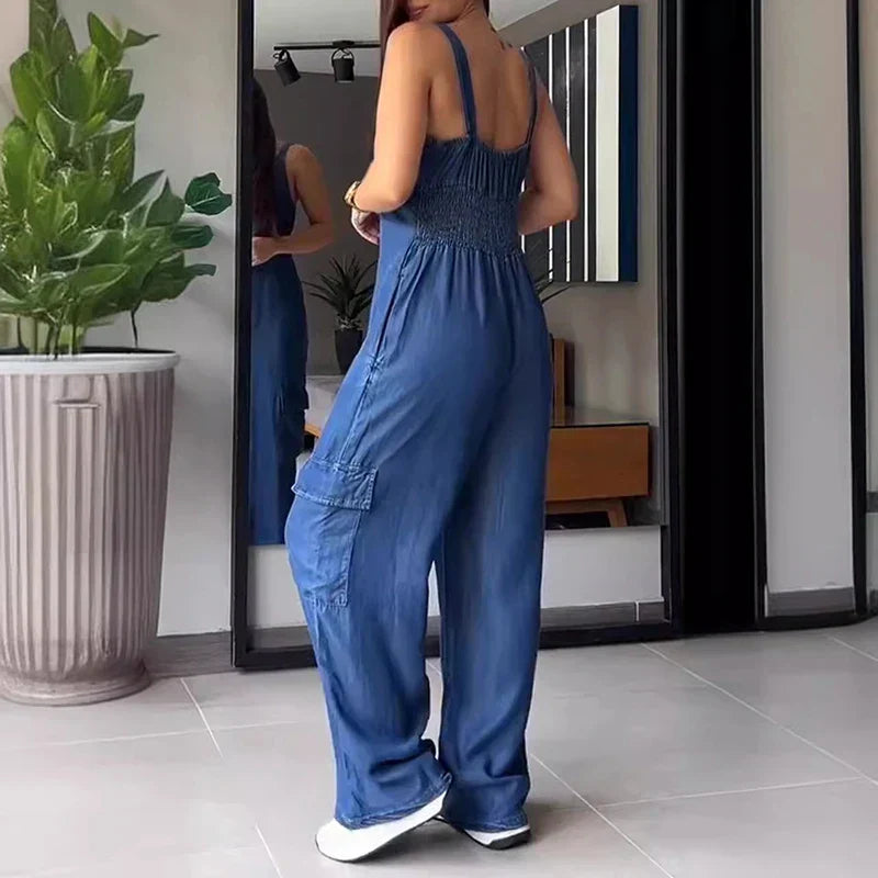 Verleidelijke imitatie denim jumpsuit