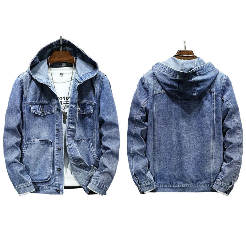 Denim jack met capuchon