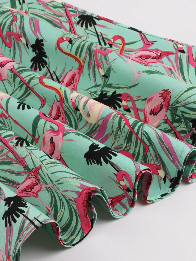 Retro jurk met flamingoprint