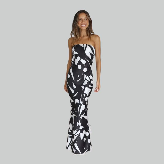 Strapless maxi-jurk met zijsplit