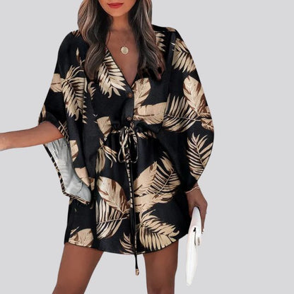 Giselle Boho overhemdjurk met V-hals en bloemenprint
