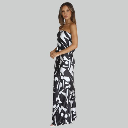 Strapless maxi-jurk met zijsplit