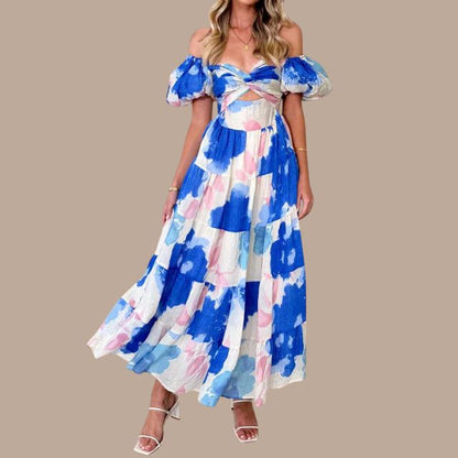 Boho maxi jurk met schouderbandjes