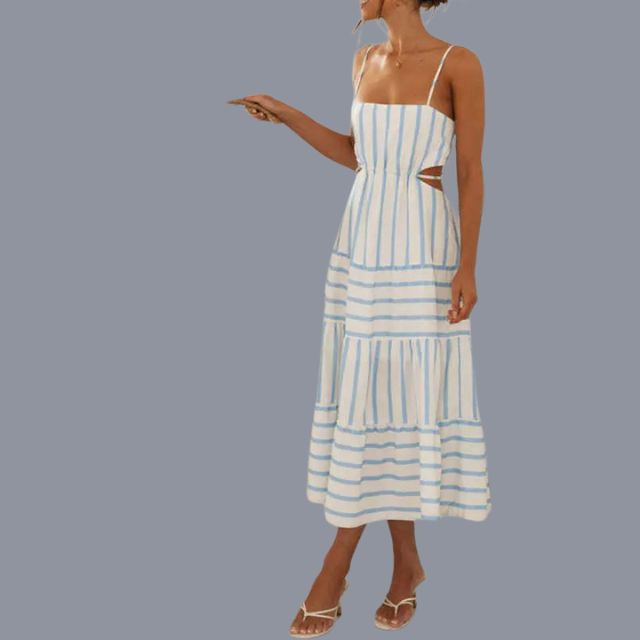 Gestreept A-lijn zomerjurkje met cut-out detail