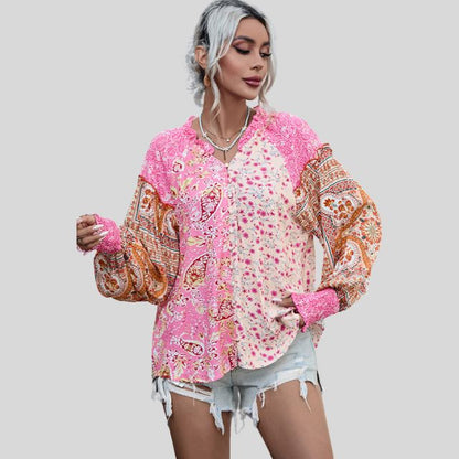 Boho blouse met pofmouwen