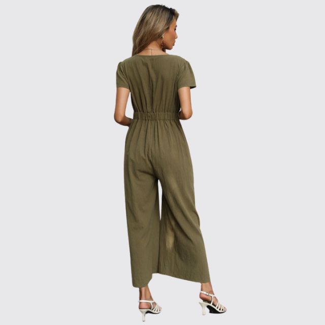 Casual jumpsuit met stropdas aan de voorkant