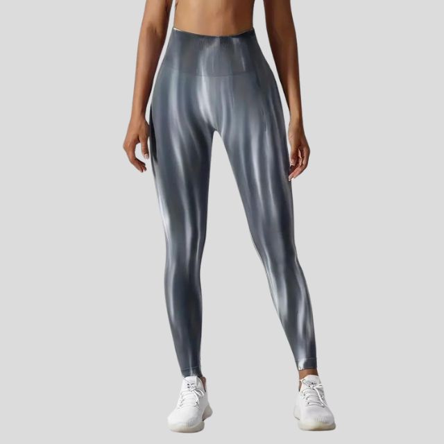 Performance legging met hoge taille en naadloos golfpatroon