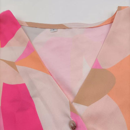 Giselle Boho overhemdjurk met V-hals en bloemenprint