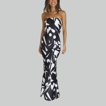 Strapless maxi-jurk met zijsplit