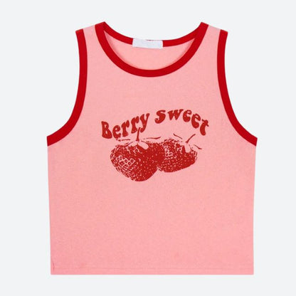 Berry Sweet grafische crop top met contrasterende boorden