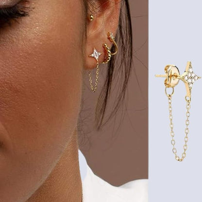 Oorbel met kwastjesketting en steraccent