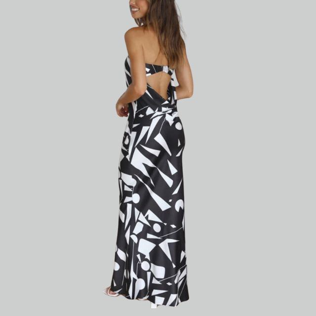 Strapless maxi-jurk met zijsplit