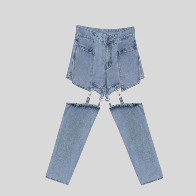 Deconstructed jeans met afneembare pijpen