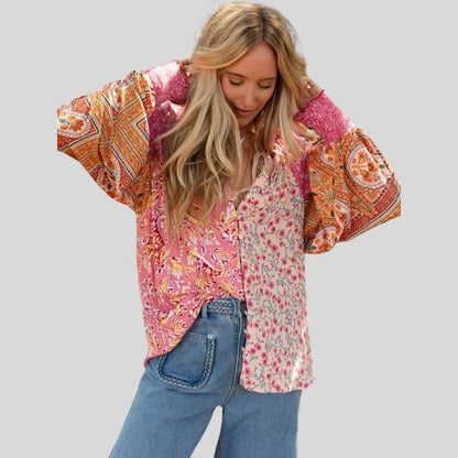 Boho blouse met pofmouwen