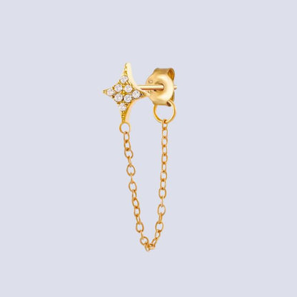 Oorbel met kwastjesketting en steraccent