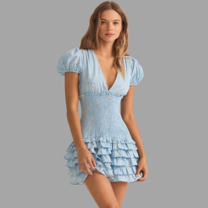 Jurk met bloemenprint in gerimpelde taille