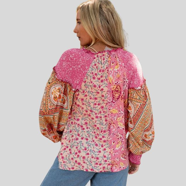 Boho blouse met pofmouwen