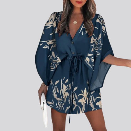 Giselle Boho overhemdjurk met V-hals en bloemenprint