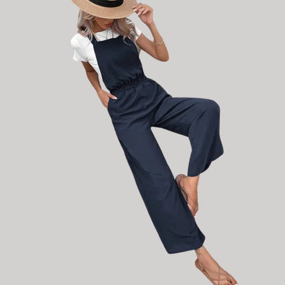 Jumpsuit met wijde pijpen en taillesluiting