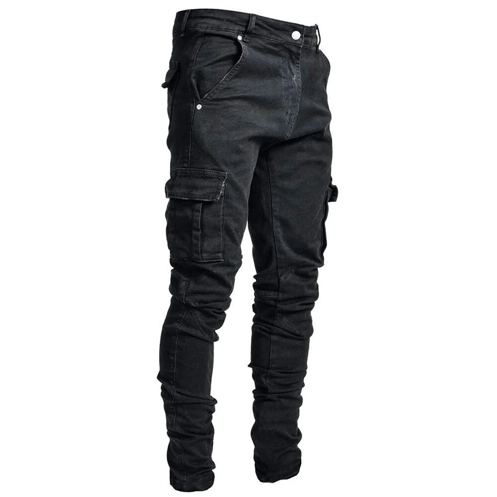 Denim Cargo Broek met Meerdere Zakken voor Mannen