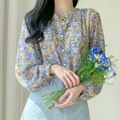 Chiffon blouse met print