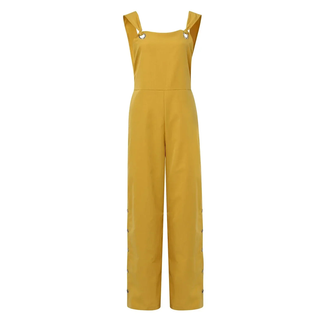 Zomerse jumpsuit met mouwloze gedraaide knopen en zakken