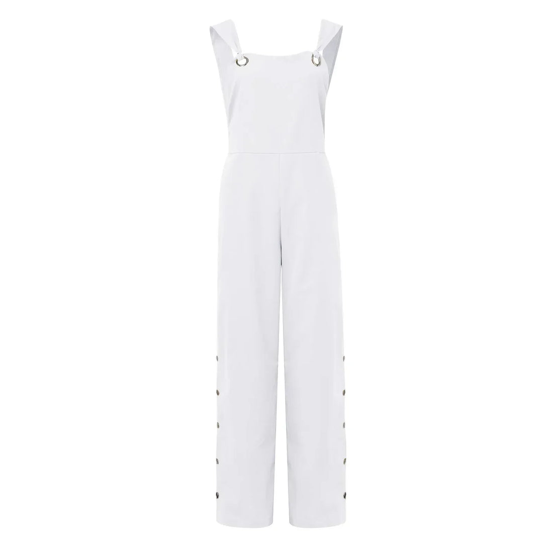 Zomerse jumpsuit met mouwloze gedraaide knopen en zakken