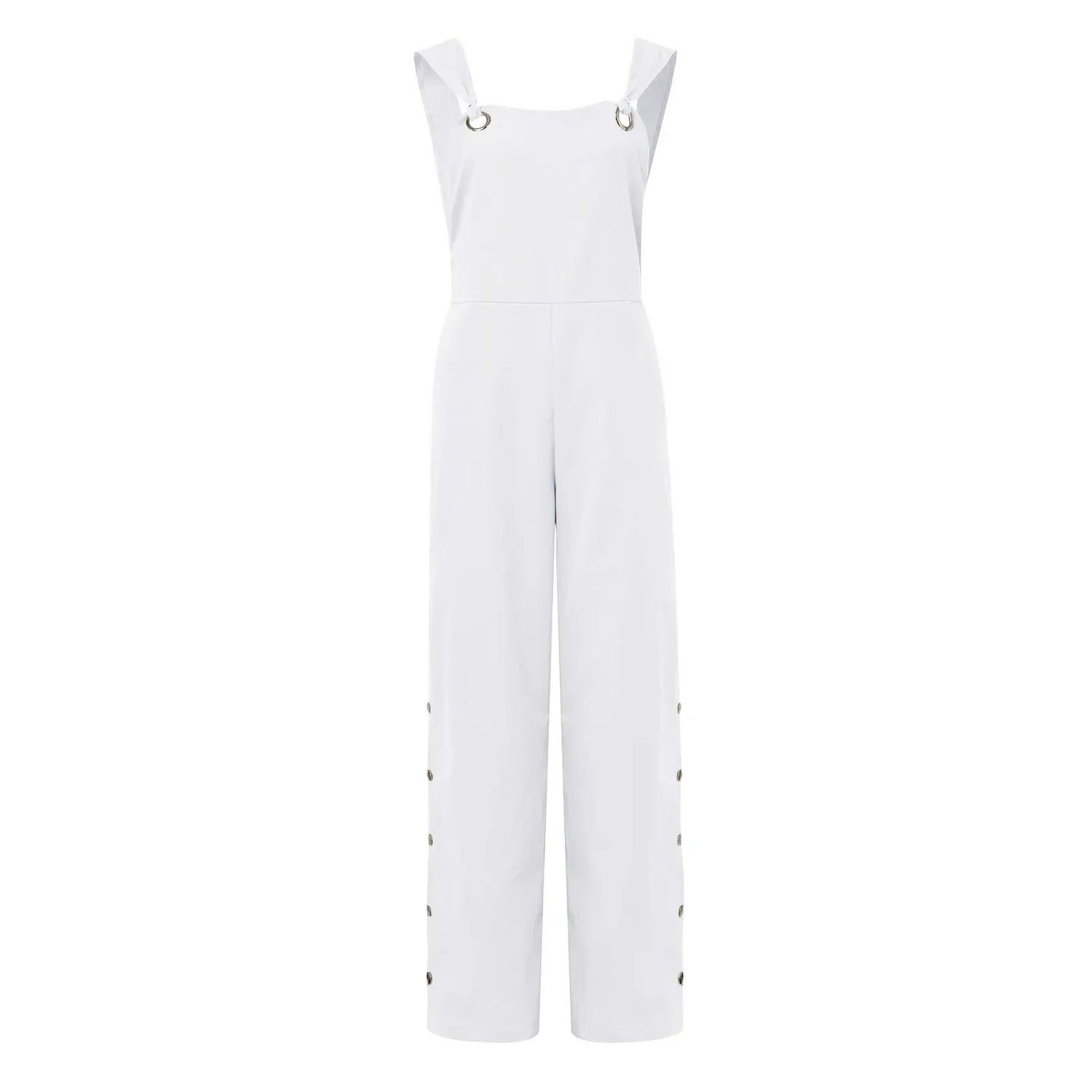 Zomerse jumpsuit met mouwloze gedraaide knopen en zakken