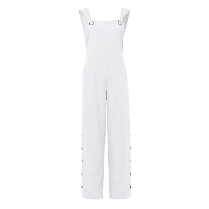 Zomerse jumpsuit met mouwloze gedraaide knopen en zakken