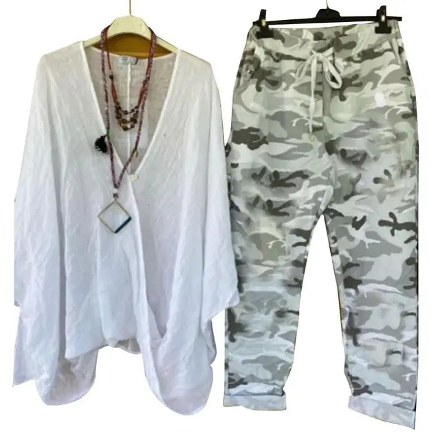 Mila | Blouse en broek sets met halve mouwen
