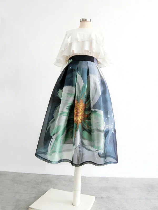 Organza rok met bloemenprint