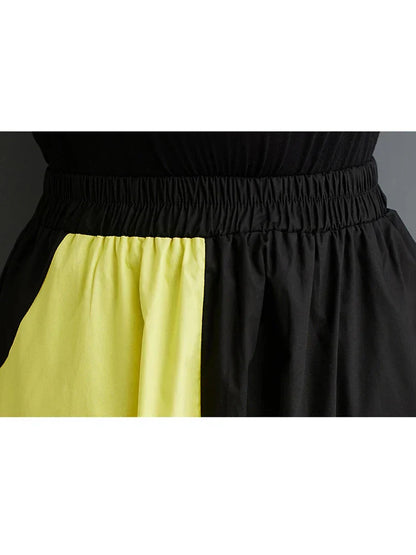 Onregelmatige patchwork rok in contrasterende kleur