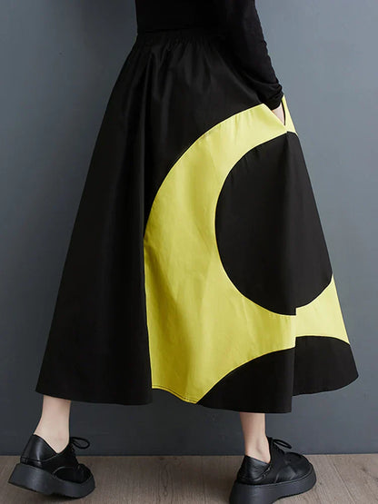 Onregelmatige patchwork rok in contrasterende kleur