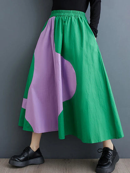 Onregelmatige patchwork rok in contrasterende kleur