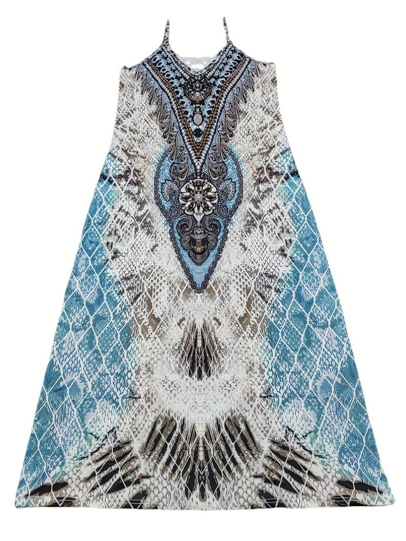 Grafische jurk met verenprint