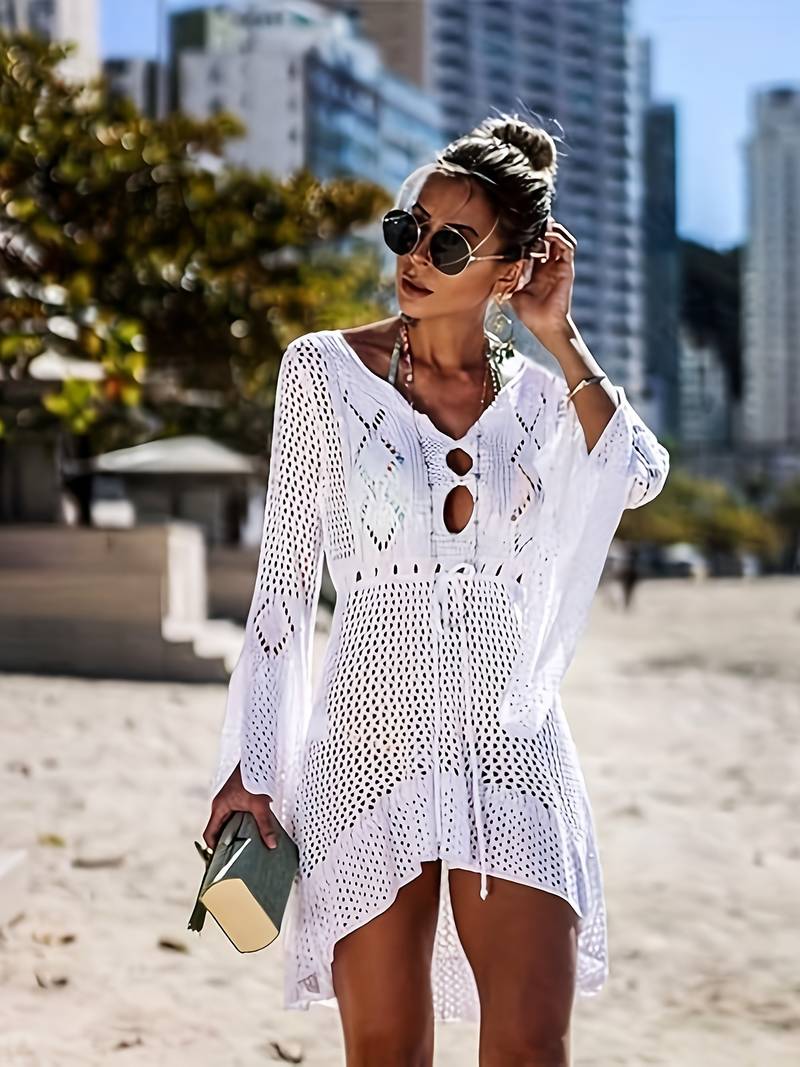 Holle kant lange rok bikini zonnejurk