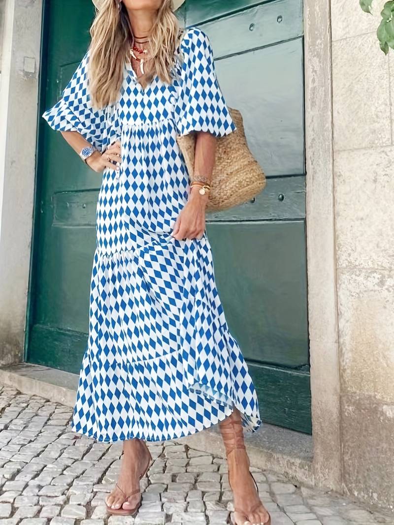 Losse boho maxi jurk met bloemenprint