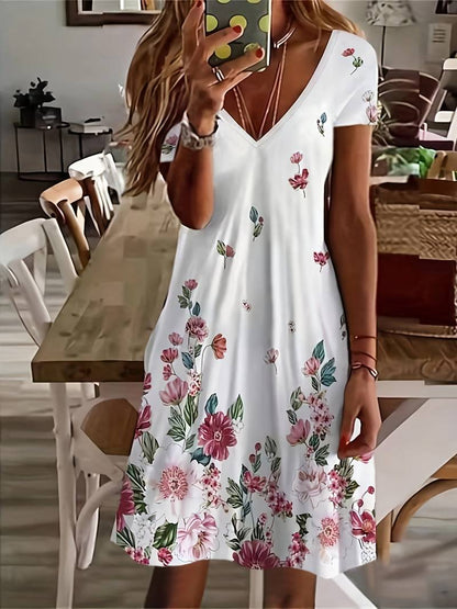 Jurk met korte mouwen en bloemenprint