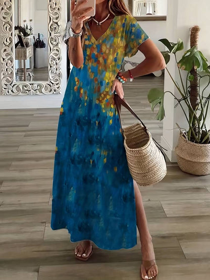 Losse, elegante jurk met abstract patroon